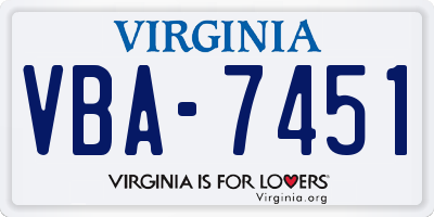 VA license plate VBA7451