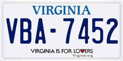VA license plate VBA7452