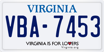 VA license plate VBA7453