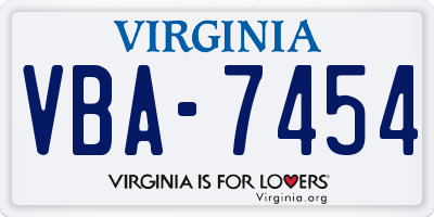 VA license plate VBA7454