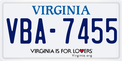 VA license plate VBA7455