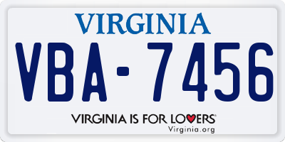 VA license plate VBA7456