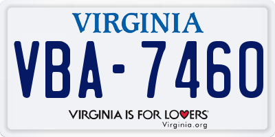 VA license plate VBA7460