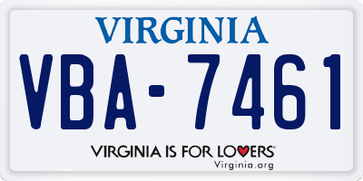 VA license plate VBA7461