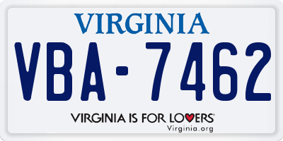 VA license plate VBA7462