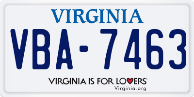 VA license plate VBA7463