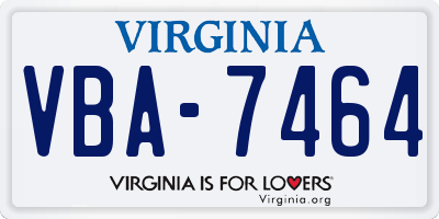 VA license plate VBA7464