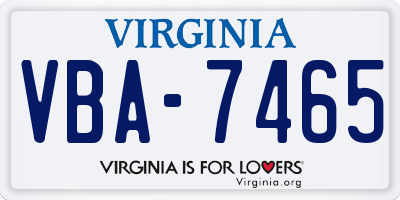 VA license plate VBA7465