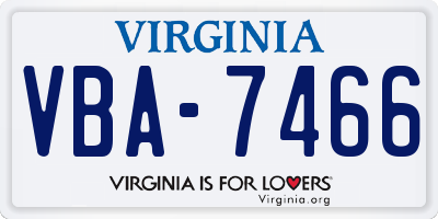 VA license plate VBA7466
