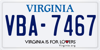 VA license plate VBA7467