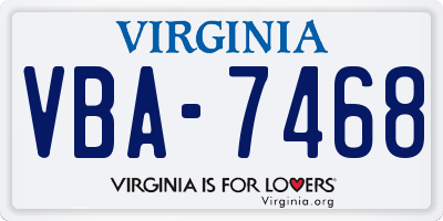 VA license plate VBA7468
