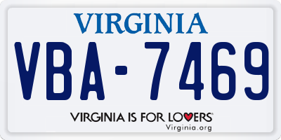 VA license plate VBA7469