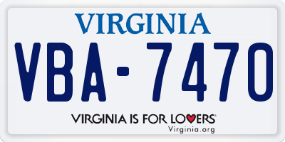 VA license plate VBA7470