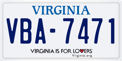 VA license plate VBA7471