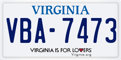 VA license plate VBA7473