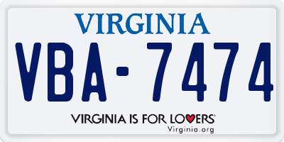 VA license plate VBA7474