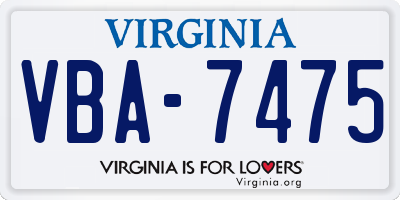 VA license plate VBA7475