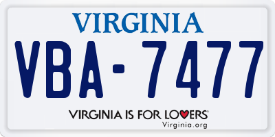 VA license plate VBA7477