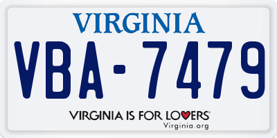 VA license plate VBA7479