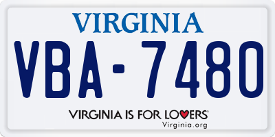 VA license plate VBA7480