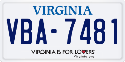 VA license plate VBA7481
