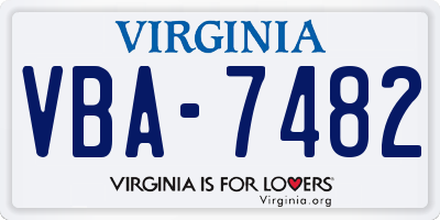VA license plate VBA7482