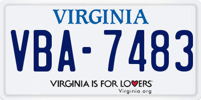 VA license plate VBA7483