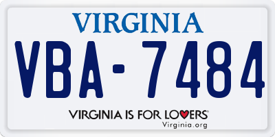 VA license plate VBA7484