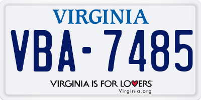VA license plate VBA7485