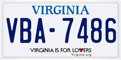 VA license plate VBA7486