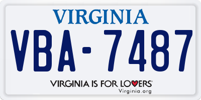 VA license plate VBA7487