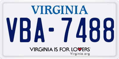 VA license plate VBA7488