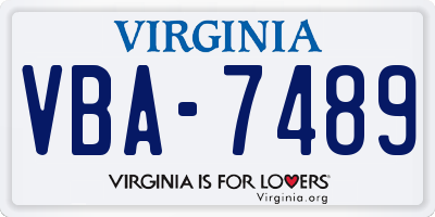 VA license plate VBA7489