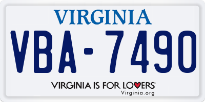 VA license plate VBA7490