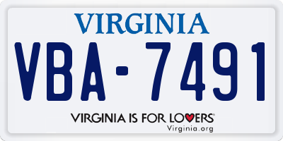 VA license plate VBA7491