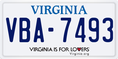 VA license plate VBA7493