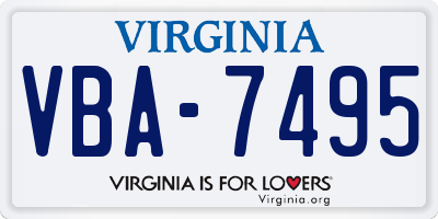 VA license plate VBA7495