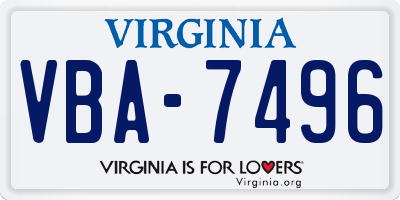 VA license plate VBA7496