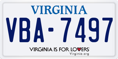 VA license plate VBA7497