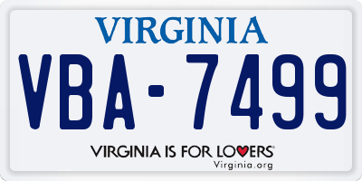 VA license plate VBA7499