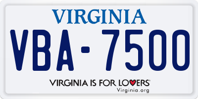 VA license plate VBA7500