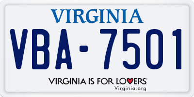 VA license plate VBA7501