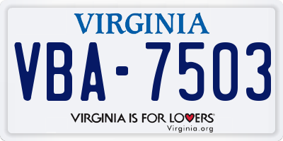 VA license plate VBA7503