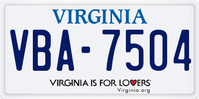 VA license plate VBA7504