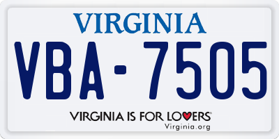 VA license plate VBA7505