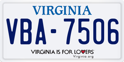 VA license plate VBA7506
