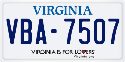 VA license plate VBA7507