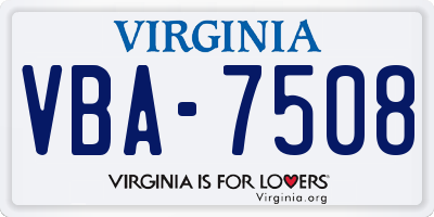 VA license plate VBA7508
