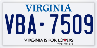 VA license plate VBA7509