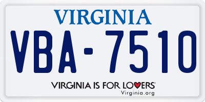 VA license plate VBA7510